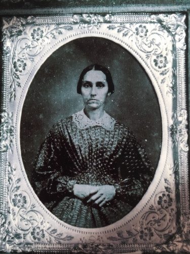Deborah Mayhew Perry, an ambrotype portrait in a brass mat