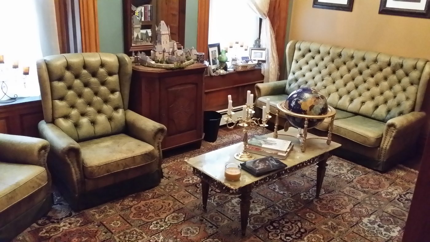 Library seating with a globe