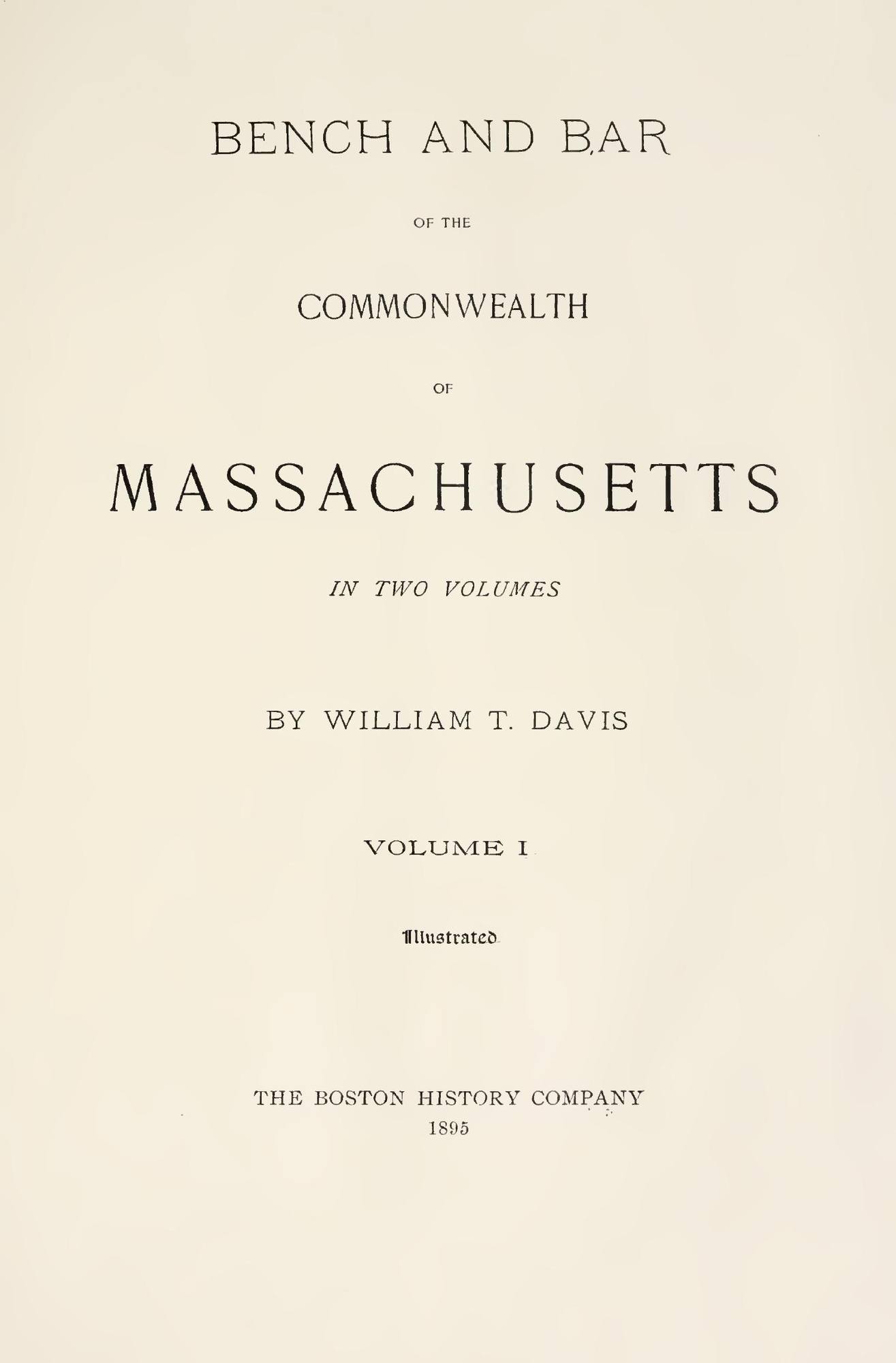 Bench and Bar of the Commonwealth of Massachusetts, vol. 1: Title page
