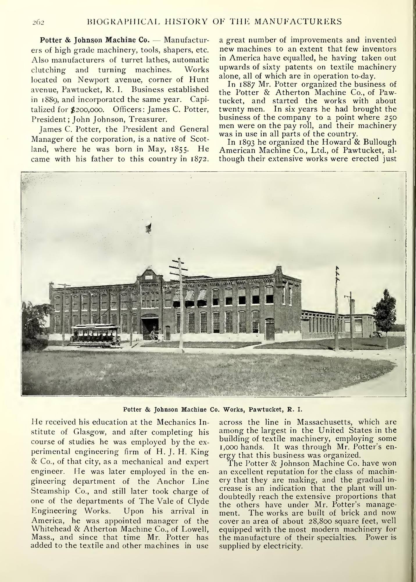 Biographical History of the Manufacturers and Business Men of Rhode Island at the Opening of the Twentieth Century: p. 262 (leaf 267 of the scan). Cited in note C-207.