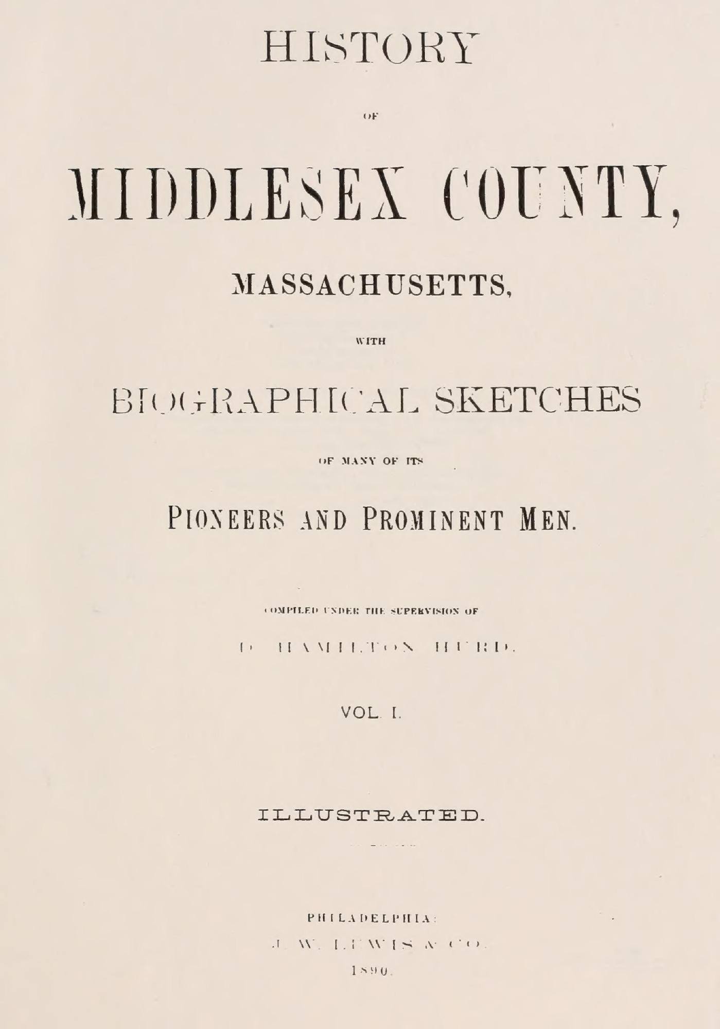 History of Middlesex County, Massachusetts, vol. 1: Title page