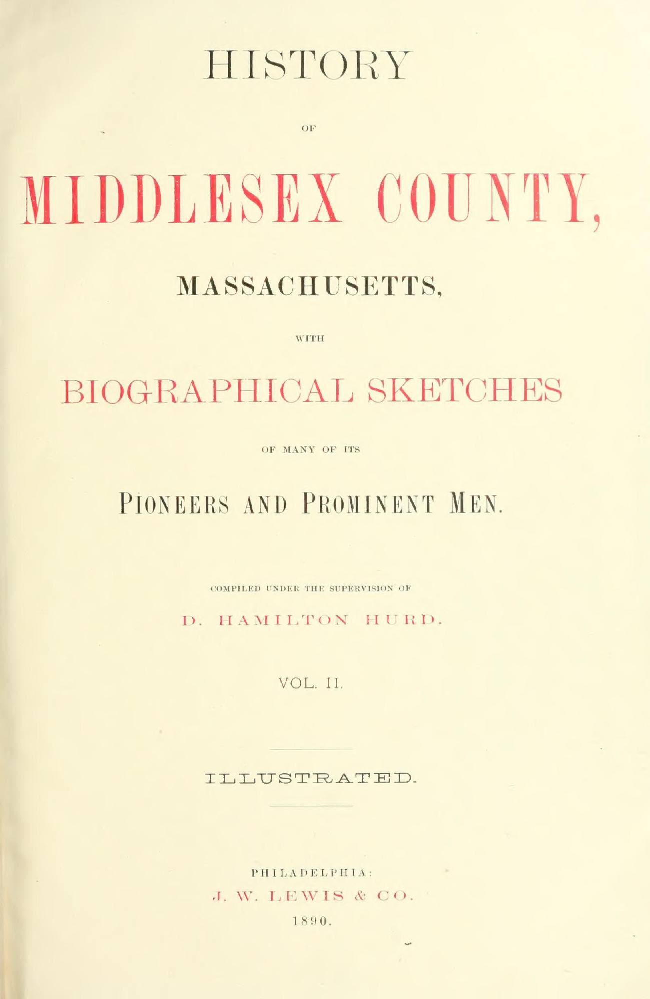 History of Middlesex County, Massachusetts, vol. 2: Title page