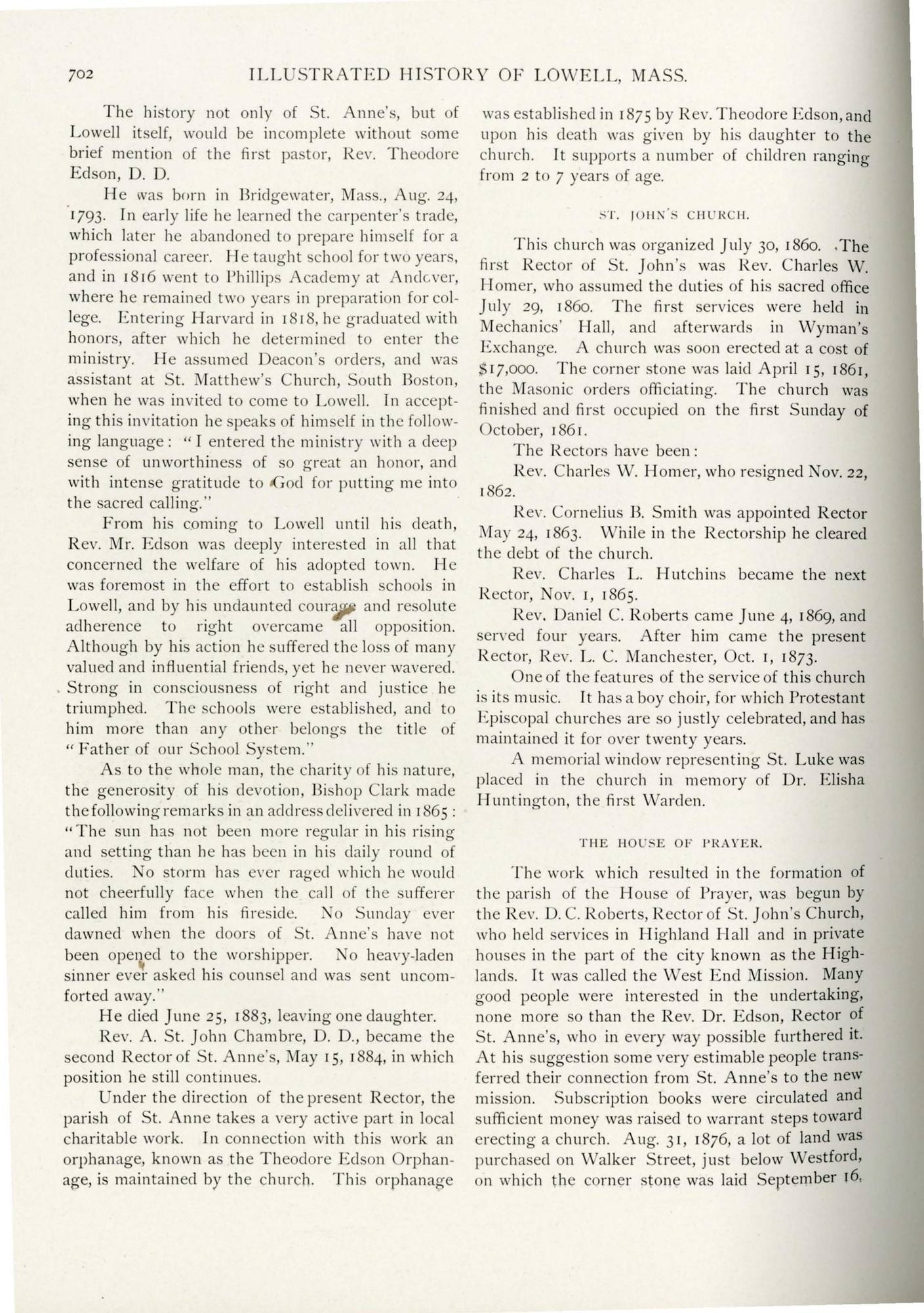 Illustrated History of Lowell and Vicinity, Massachusetts: p. 702 (leaf 713 of the scan). Cited in note C-170.