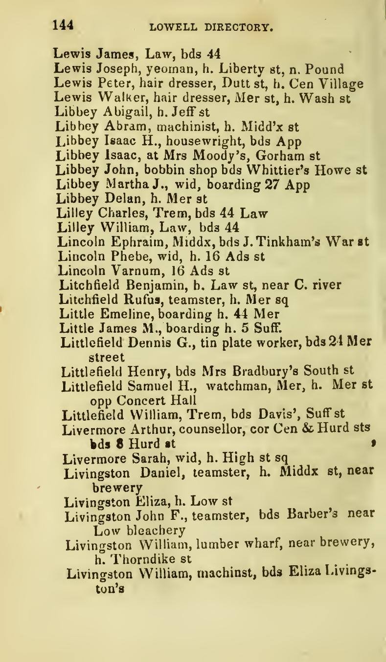 The Lowell Directory, 1839: Leaf 155 of the scan. Cited in note C-200.