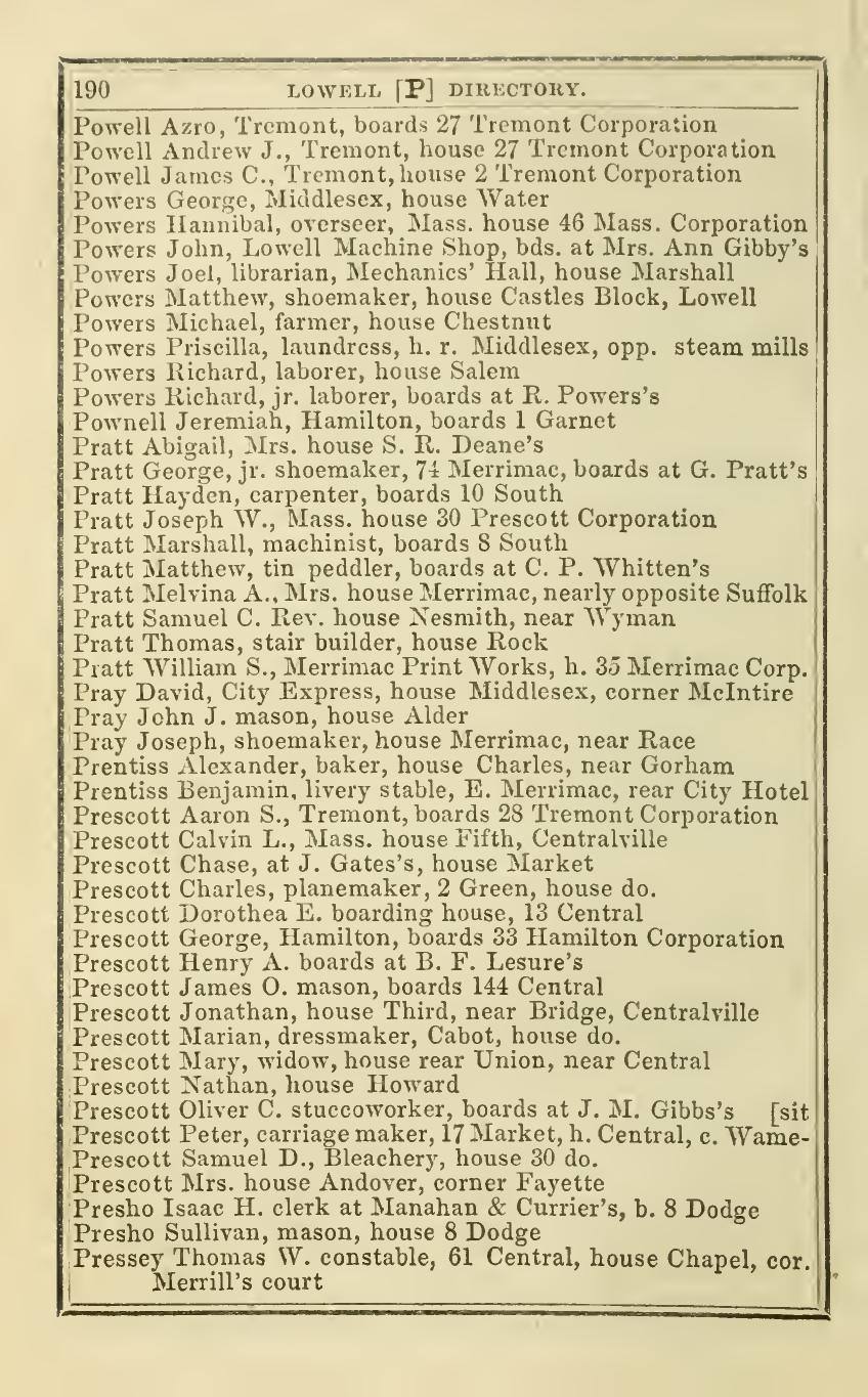 The Lowell Directory, 1853: Leaf 201 of the scan. Cited in note C-224.