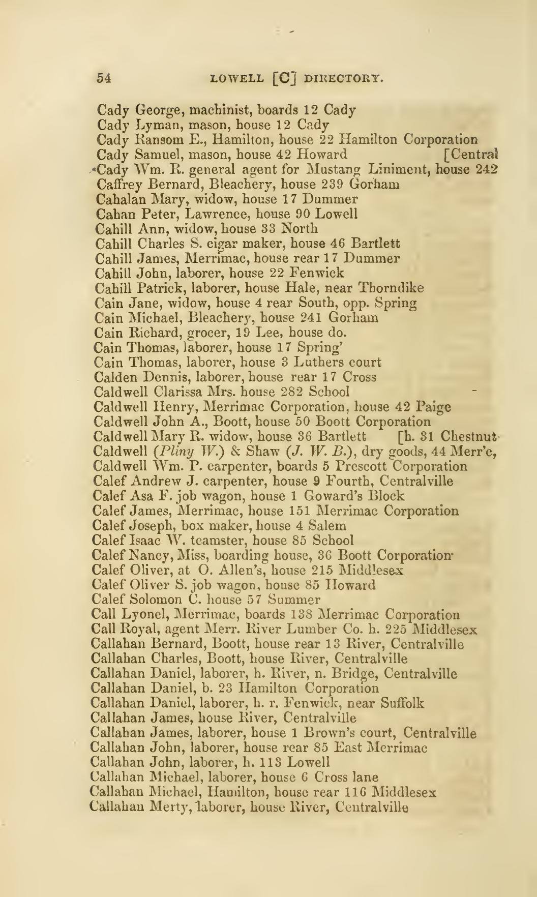 The Lowell Directory, 1858: Leaf 57 of the scan. Cited in note C-190.
