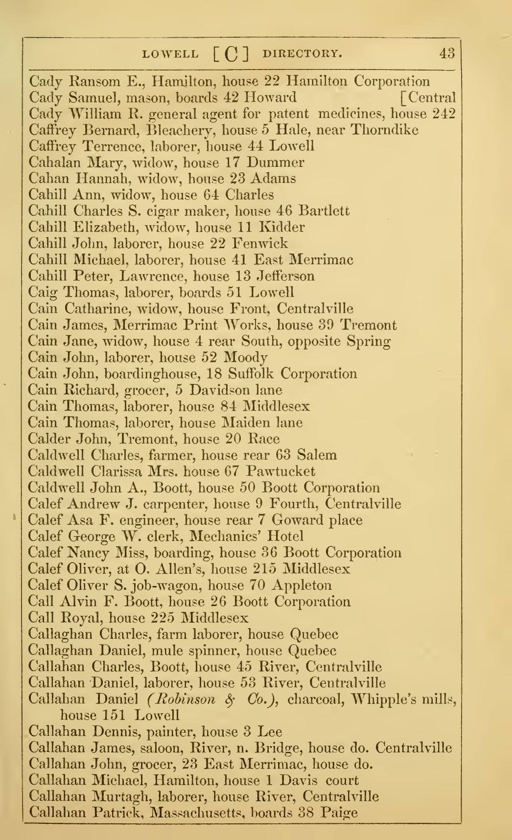 The Lowell Directory, 1861: Leaf 48 of the scan. Cited in note C-190.