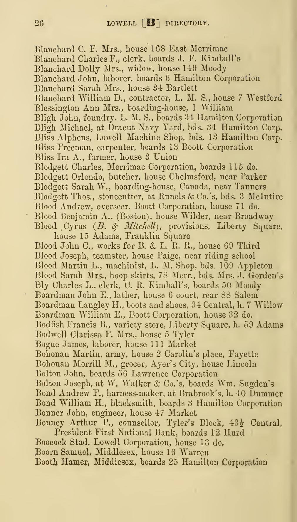 The Lowell Directory, 1864–65: Leaf 31 of the scan. Cited in note C-181.