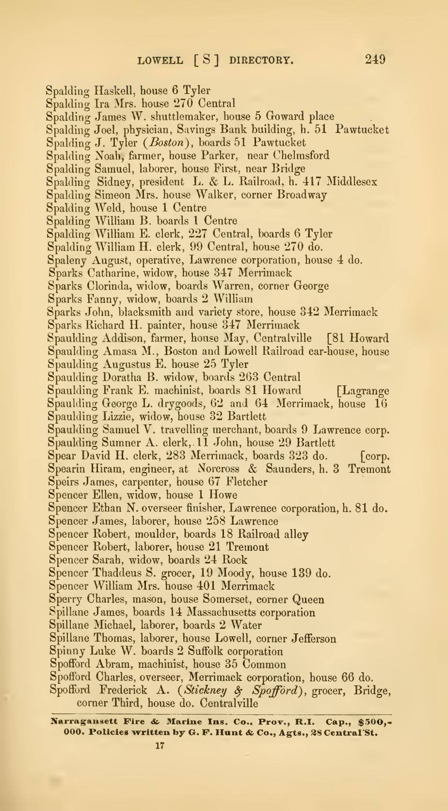 The Lowell Directory, 1868: Leaf 256 of the scan. Cited in note C-208.