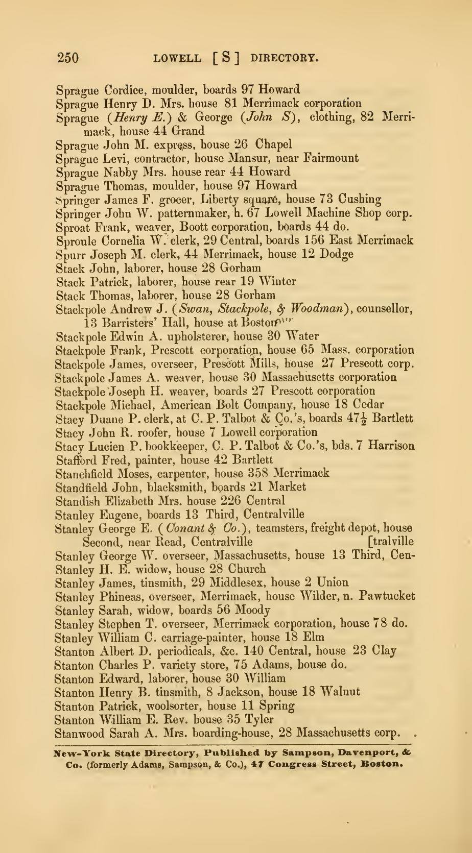 The Lowell Directory, 1868: Leaf 257 of the scan. Cited in note C-231.