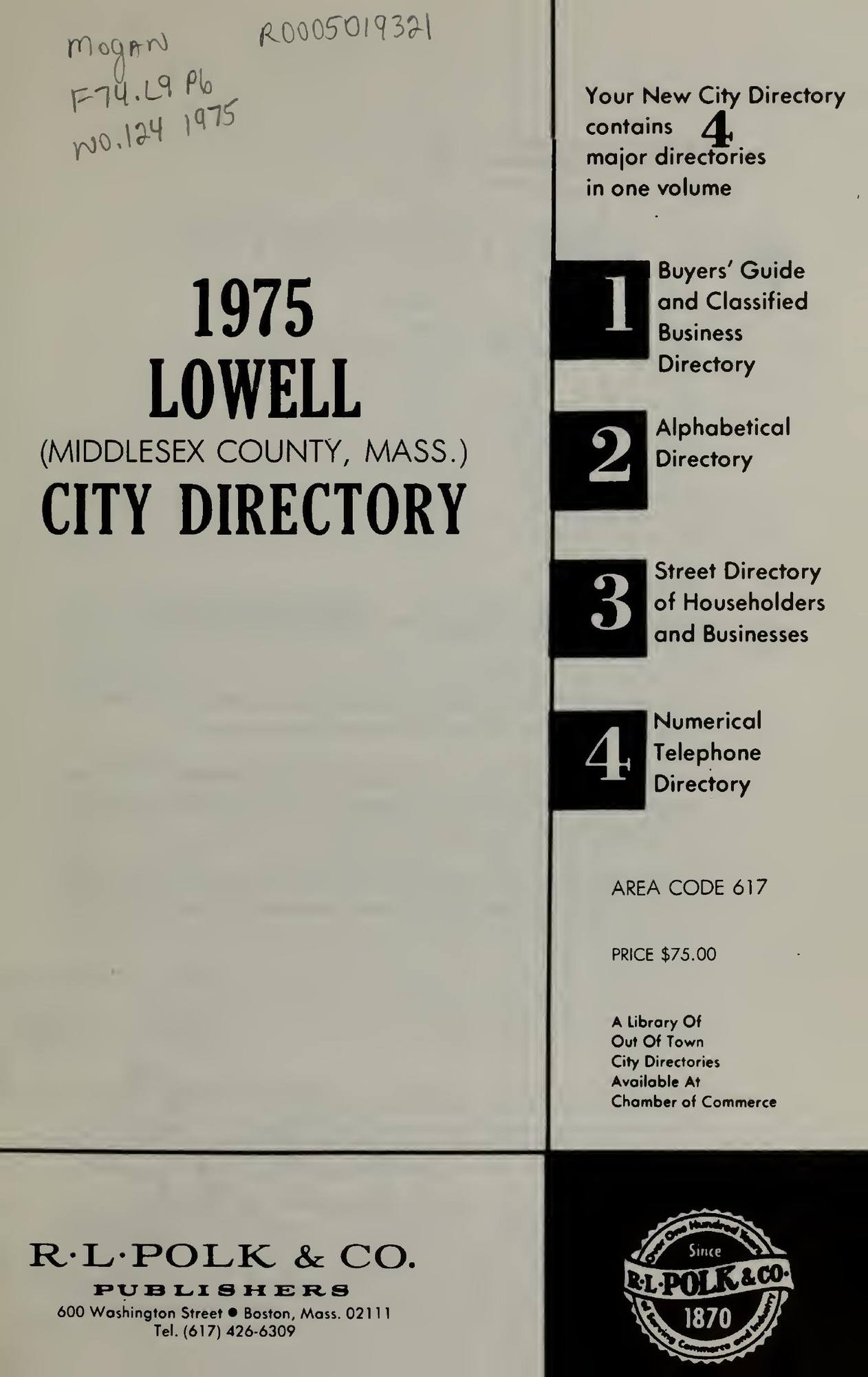 The Lowell Directory, 1975: Title page
