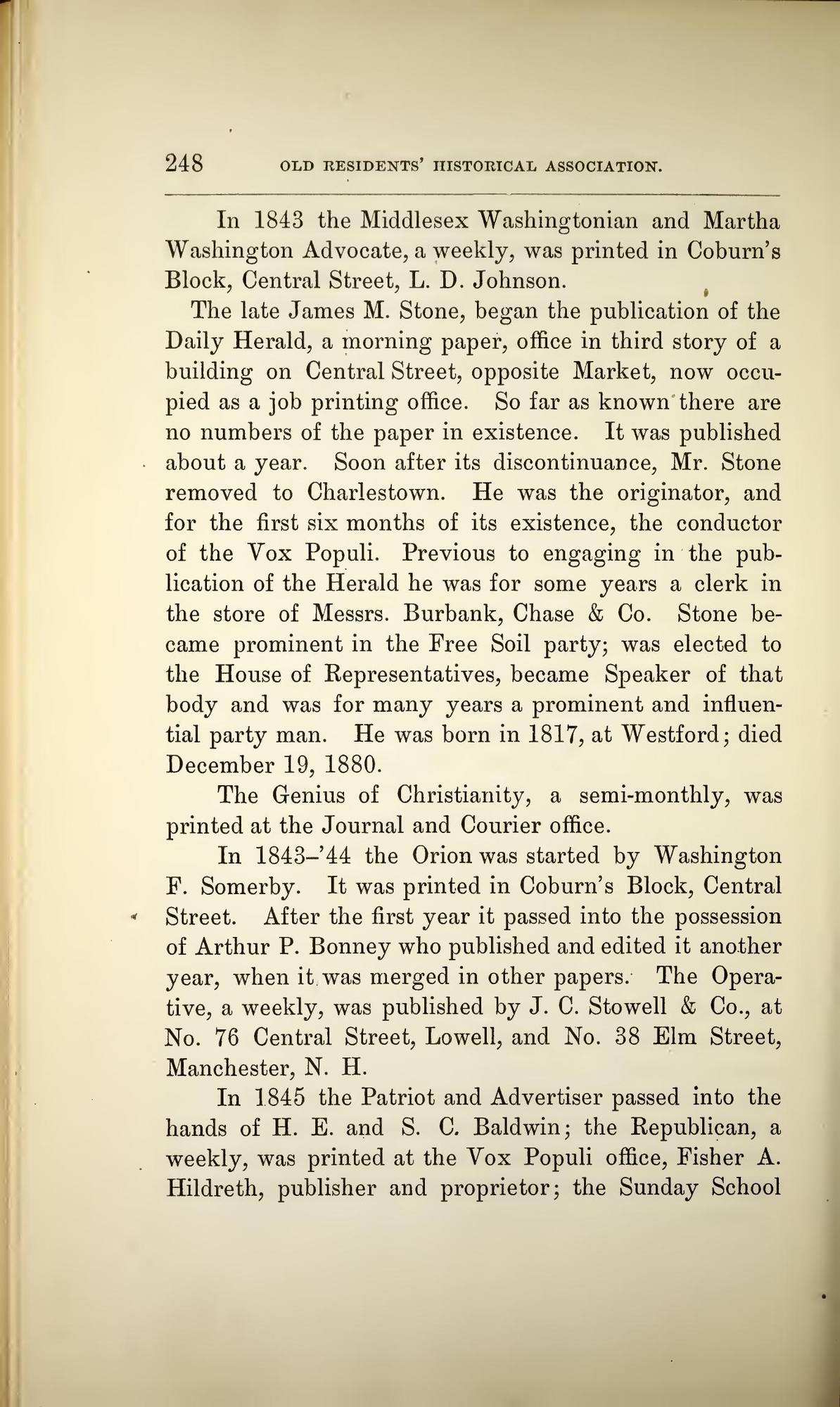 Contributions of the Old Residents’ Historical Association, Lowell, Mass., vol. 2: p. 248 (leaf 271 of the scan). Cited in note C-188.